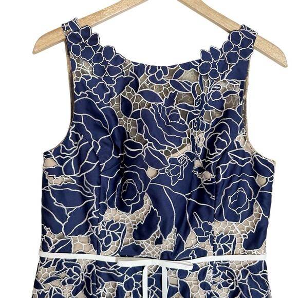 MARCHESA NOTTE Lace Overlay Sheath Cocktail Dress - Picture 3 of 7